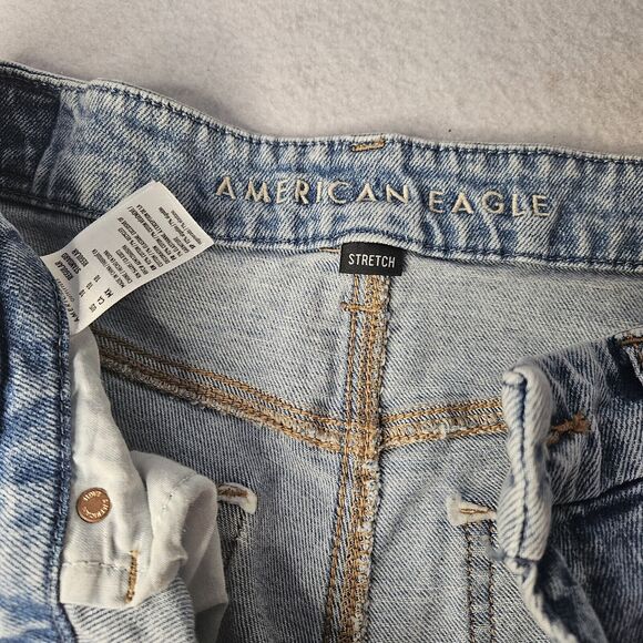 AMERICAN EAGLE Sz 10 Jeans Light Wash Distressed Stretch Y2k Baggy - Picture 6 of 6